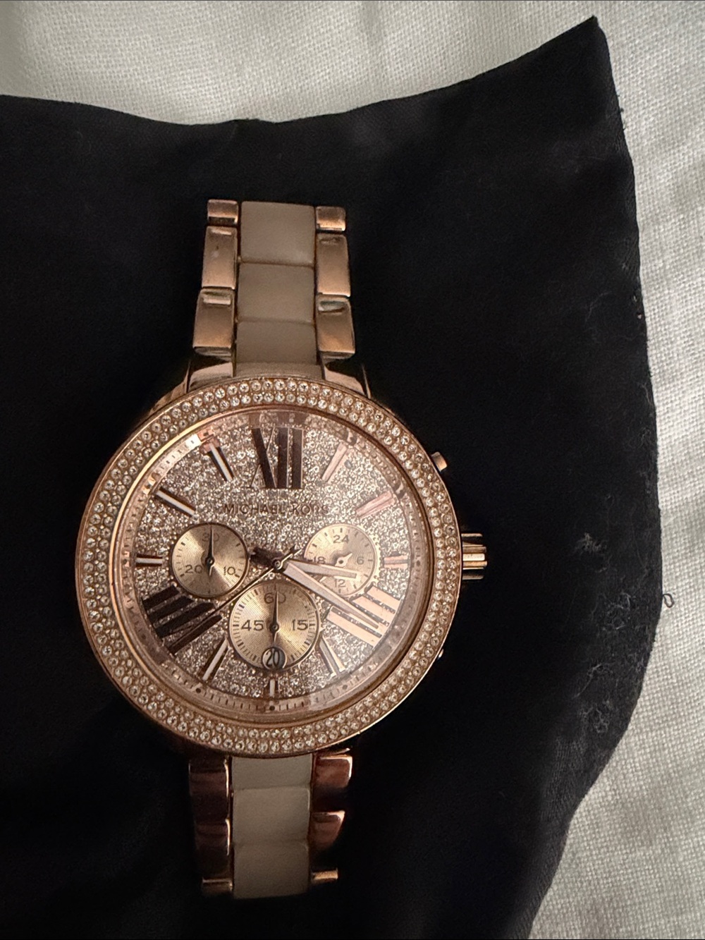 Michael Kors Rose Gold Crystal Accent Women's Watch - needs new battery